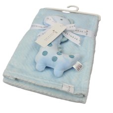 J14040: Baby Plush Dinosaur Rattle Toy & Blanket Set